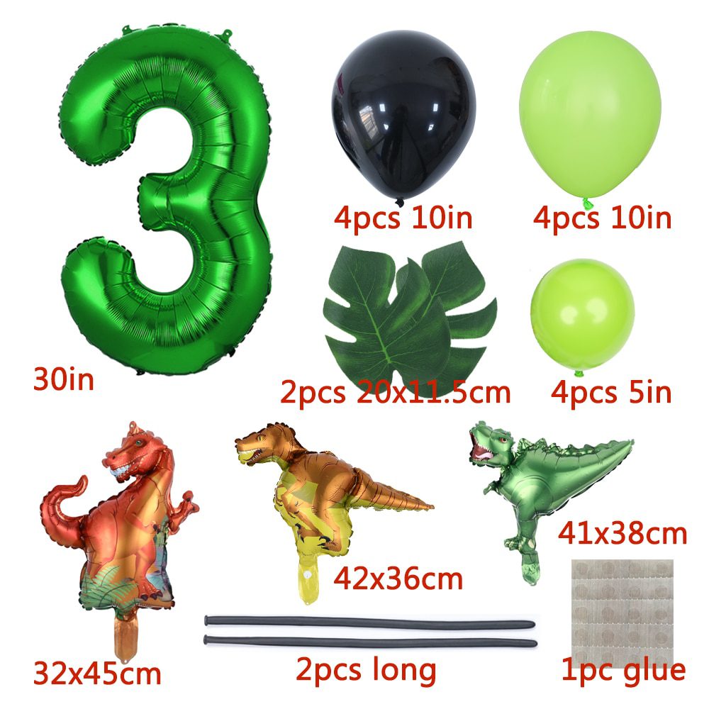 NEW 21pcs/Set Tropical Jungle Party Balloons Mini Dinosaur Balloon Safari Palm Leaf Birthday Party Decorations Kids Baby Shower