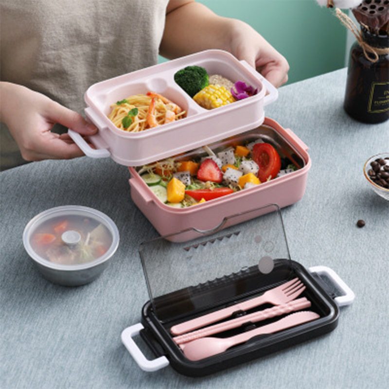 NEW Layers Microwave Lunch Box 304 Stainless Steel Bento Box For Kids Worker Heating Lunch Container With Tableware Food Storage