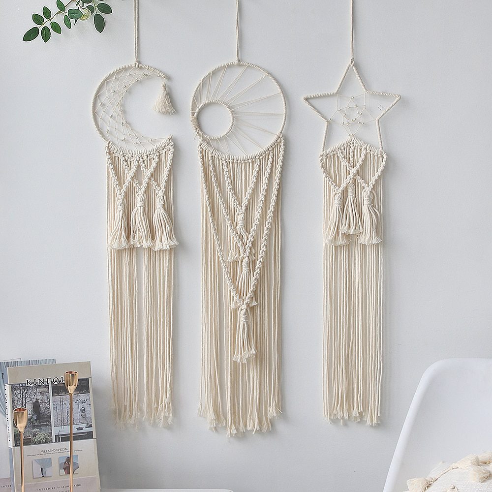 NEW Macrame Dream Catcher Boho Home Decor Moon Ramadan Decoration Macrame Wall Hanging Baby Nordic Room Decoration Kids Nursery