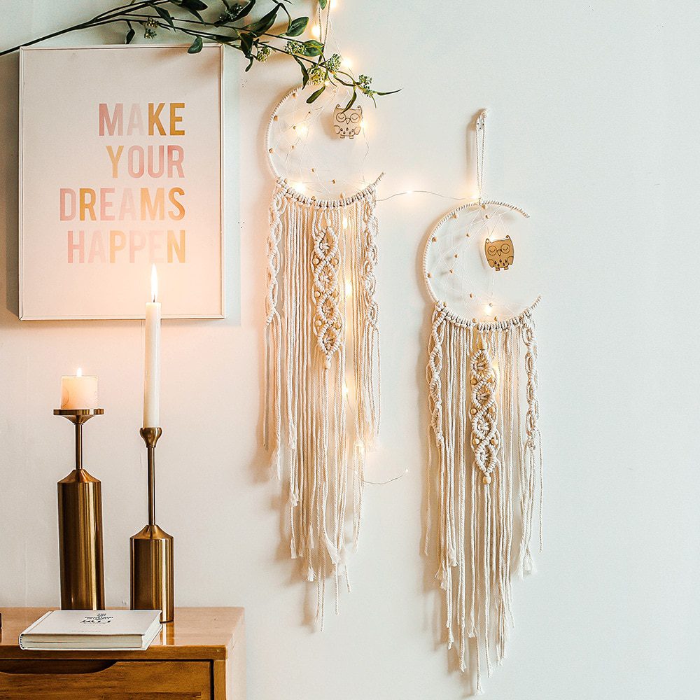 NEW Macrame Dream Catcher Boho Home Decor Moon Ramadan Decoration Macrame Wall Hanging Baby Nordic Room Decoration Kids Nursery