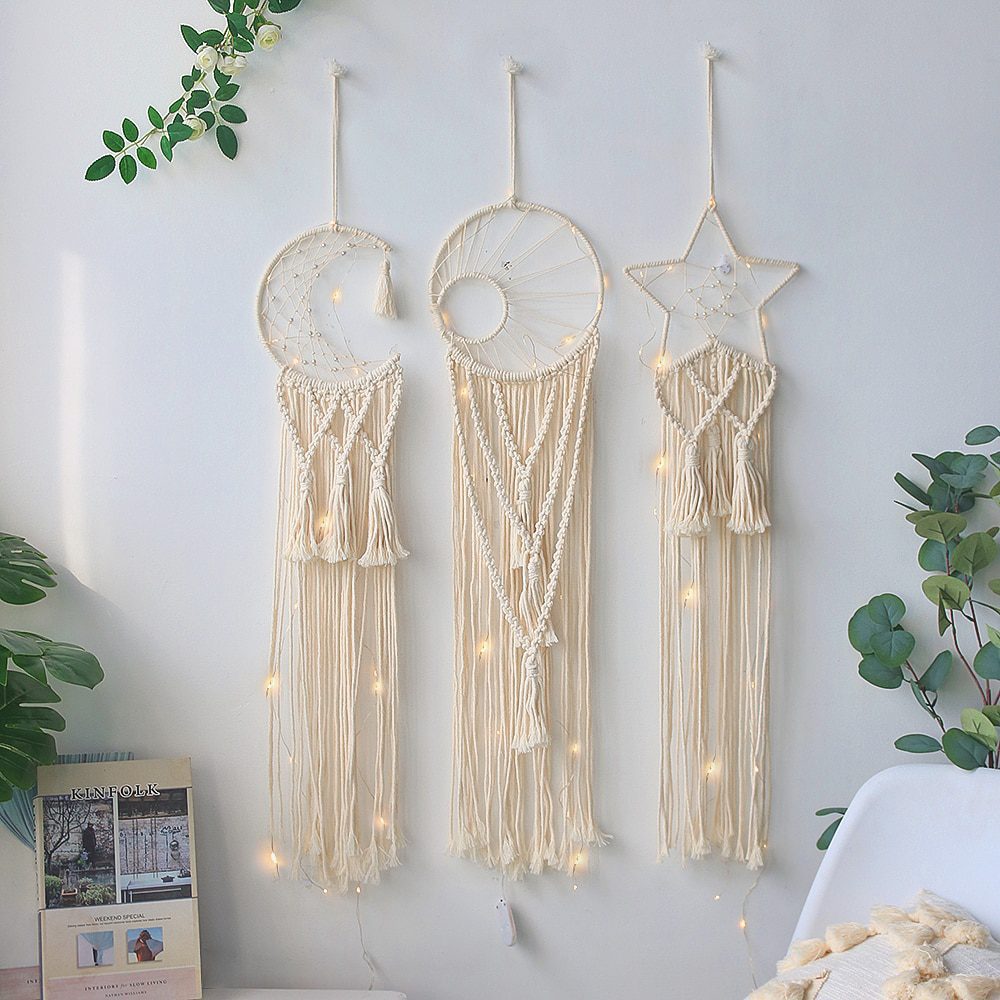 NEW Macrame Dream Catcher Boho Home Decor Moon Ramadan Decoration Macrame Wall Hanging Baby Nordic Room Decoration Kids Nursery