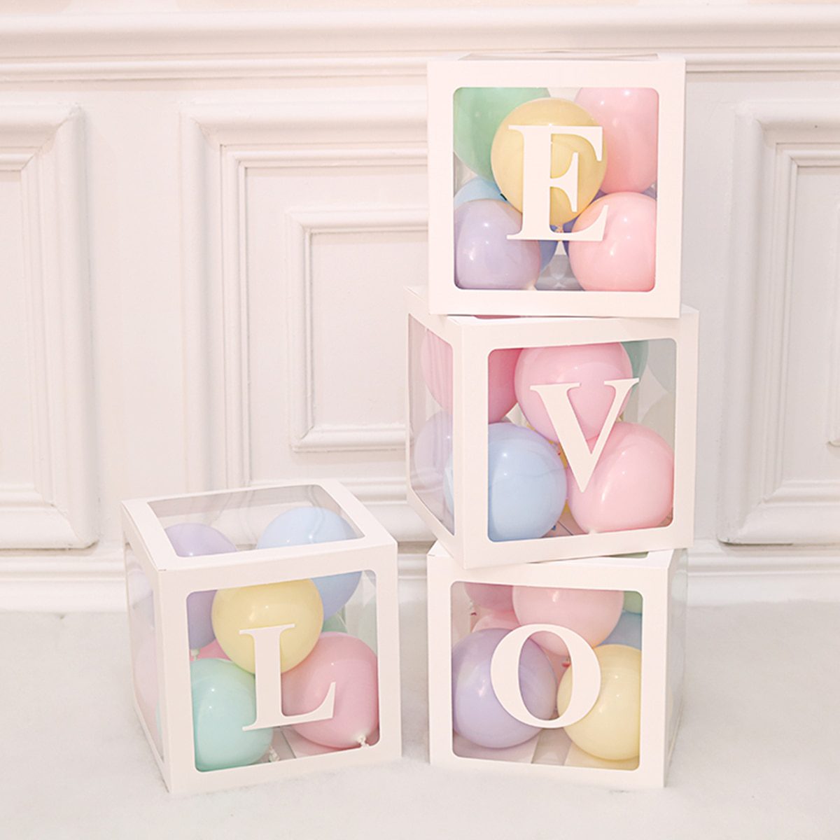 NEW Alphabet Name Transparent Packing Box Birthday Balloon Box Wedding 1st Birthday Party Decor Kids Latex Balloon Baby shower G