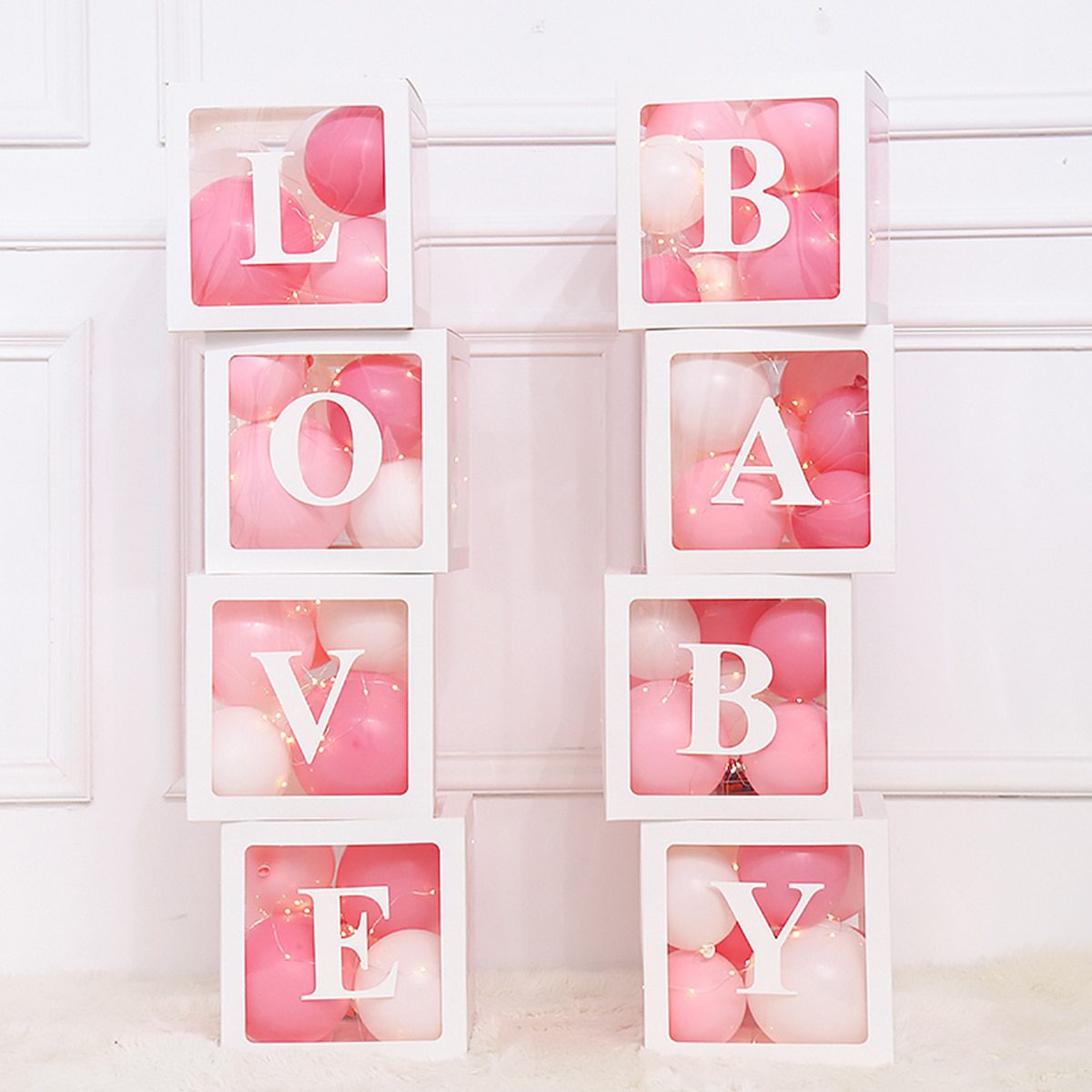 NEW Alphabet Name Transparent Packing Box Birthday Balloon Box Wedding 1st Birthday Party Decor Kids Latex Balloon Baby shower G