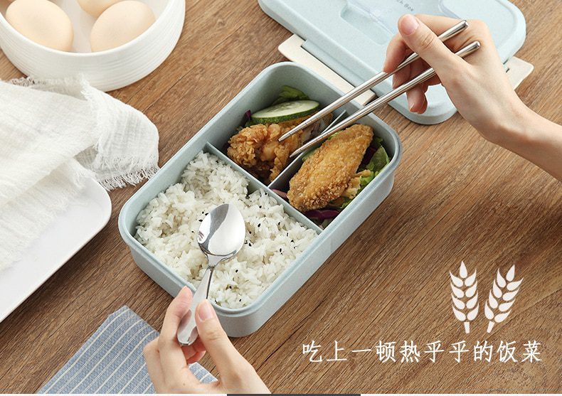 NEW Lunch Box Wheat Straw Dinnerware with Spoon Chopsticks Food Storage Container Children Kids School Office Bento Box