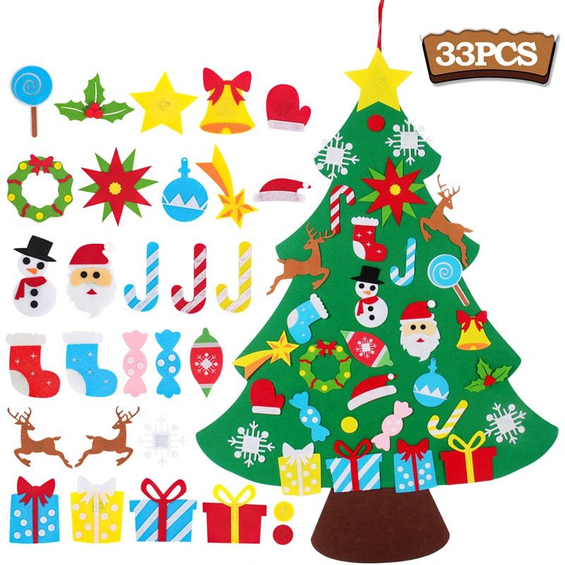 NEW Kids DIY Felt Christmas Tree Merry Christmas Decorations For Home 2021 Christmas Ornaments Navidad 2022 New Year Gifts Xmas