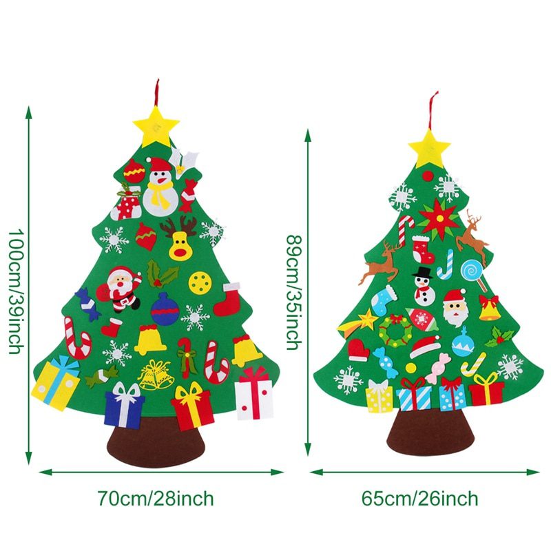 NEW Kids DIY Felt Christmas Tree Merry Christmas Decorations For Home 2021 Christmas Ornaments Navidad 2022 New Year Gifts Xmas