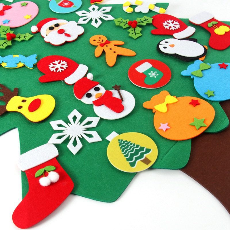 NEW Kids DIY Felt Christmas Tree Merry Christmas Decorations For Home 2021 Christmas Ornaments Navidad 2022 New Year Gifts Xmas