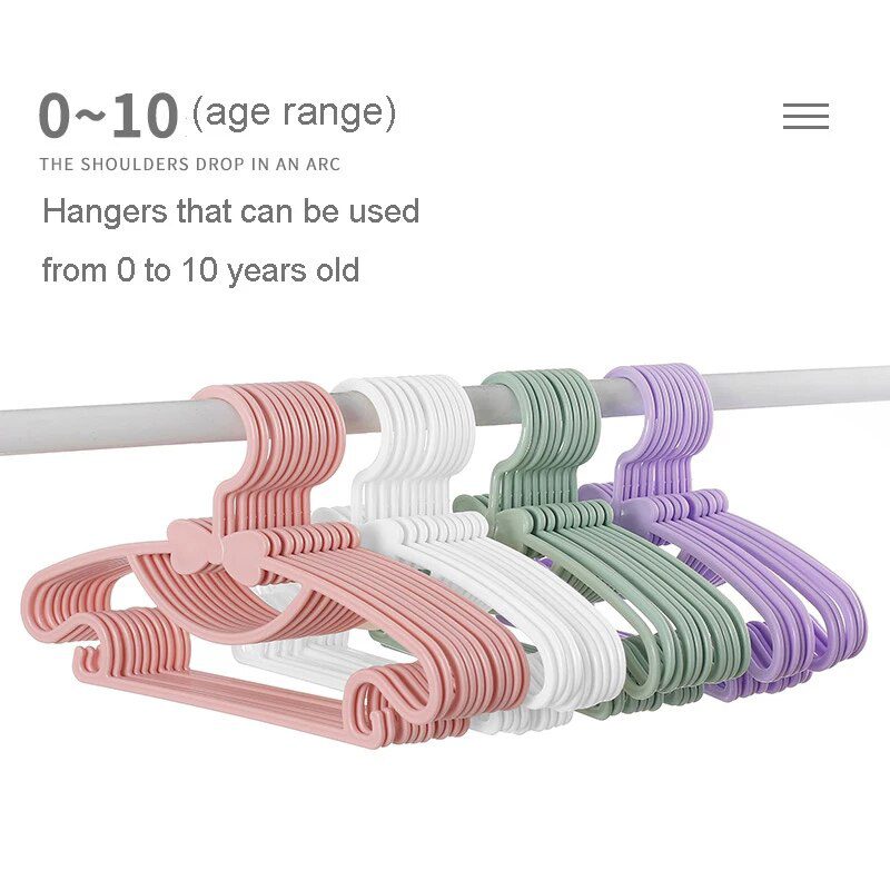 NEW 10pcs Kids Clothes Hanger Racks Portable Plastic Display Hangers Windproof Children Coats Hanger Baby Clothing Organizer