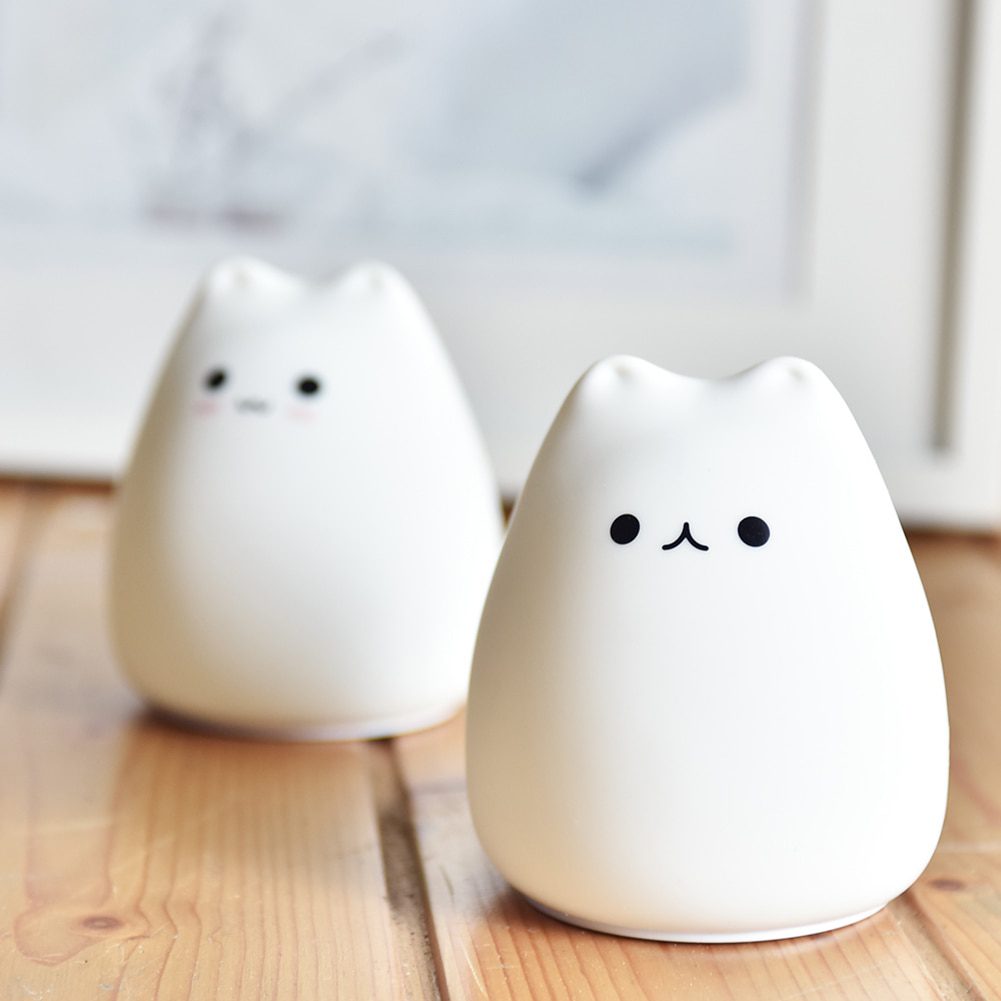 NEW LED Night Light Soft Cat Silicone Animal Touch Sensor Pat Lamp Mini Cute 7 Color Changing for Kids Baby Bedroom Desktop Deco