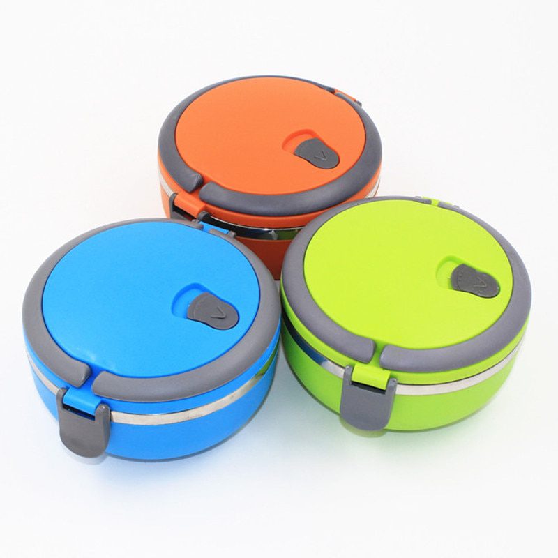 NEW Portable Stainless Steel Thermos Bento Lunch Box for Kids Food Container Round Shape Picnic Food DA