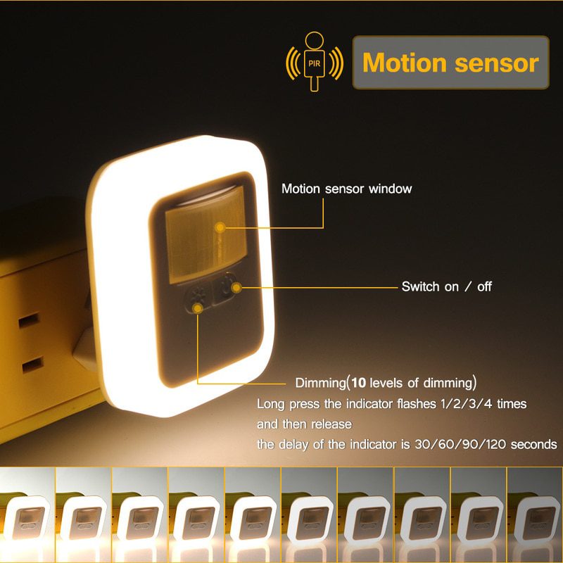 NEW Plug-in Motion/Light/Sound Sensor LED Night Light Lighting Mini EU US Plug Night Light Lamp for Children Kid Living Room Bed