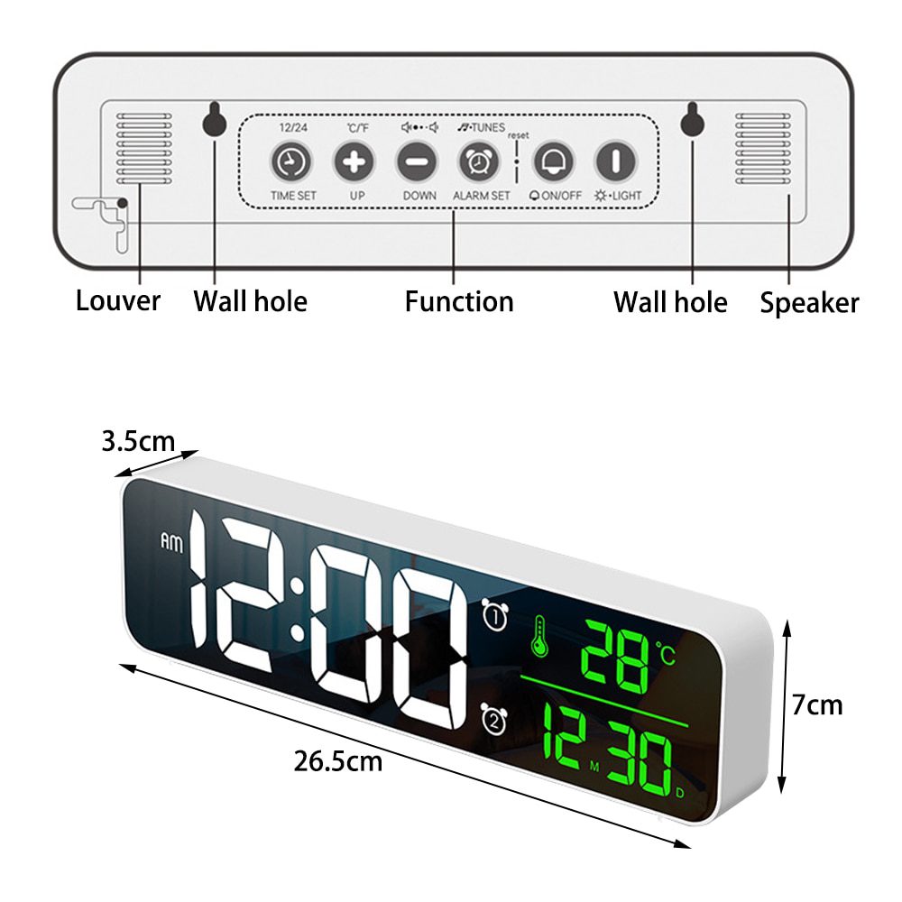 NEW LED Digital Projection Alarm Clock Table Electronic Alarm Clock with Projection FM Radio Time Projector Bedroom Bedside Cloc