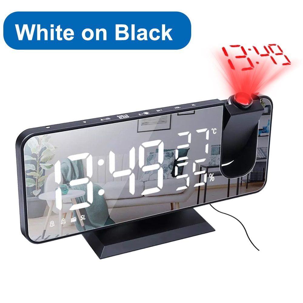 NEW LED Digital Projection Alarm Clock Table Electronic Alarm Clock with Projection FM Radio Time Projector Bedroom Bedside Cloc