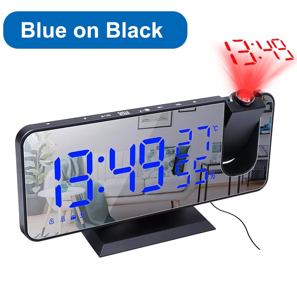 NEW LED Digital Projection Alarm Clock Table Electronic Alarm Clock with Projection FM Radio Time Projector Bedroom Bedside Cloc