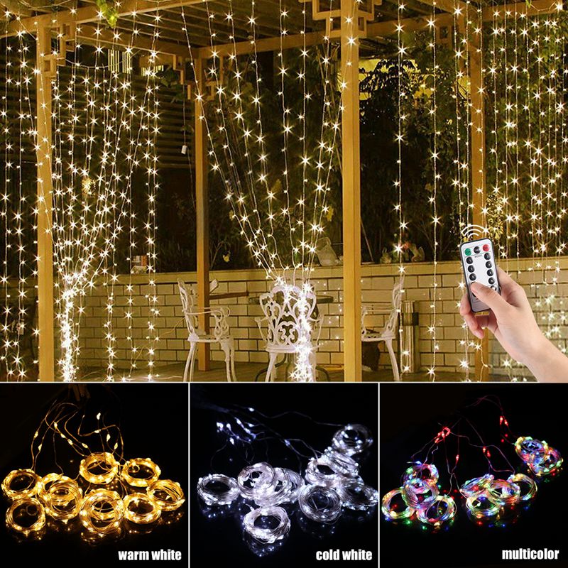 NEW Fairy Lights Garland Curtain Lamp Remote Control USB String Lights LED Lights Bedroom Decoration New Year Bedroom Pendant Li