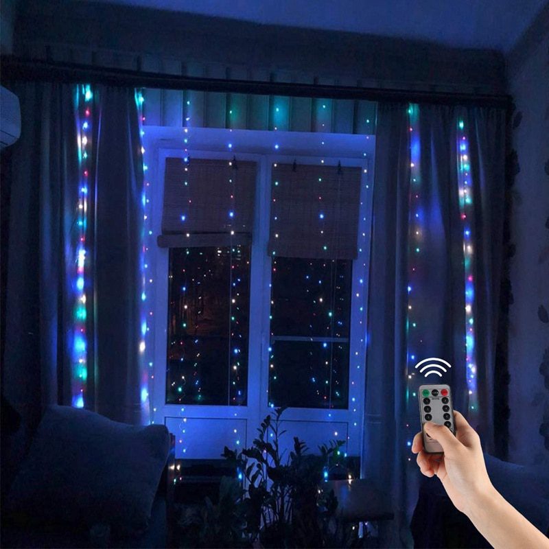 NEW Fairy Lights Garland Curtain Lamp Remote Control USB String Lights LED Lights Bedroom Decoration New Year Bedroom Pendant Li