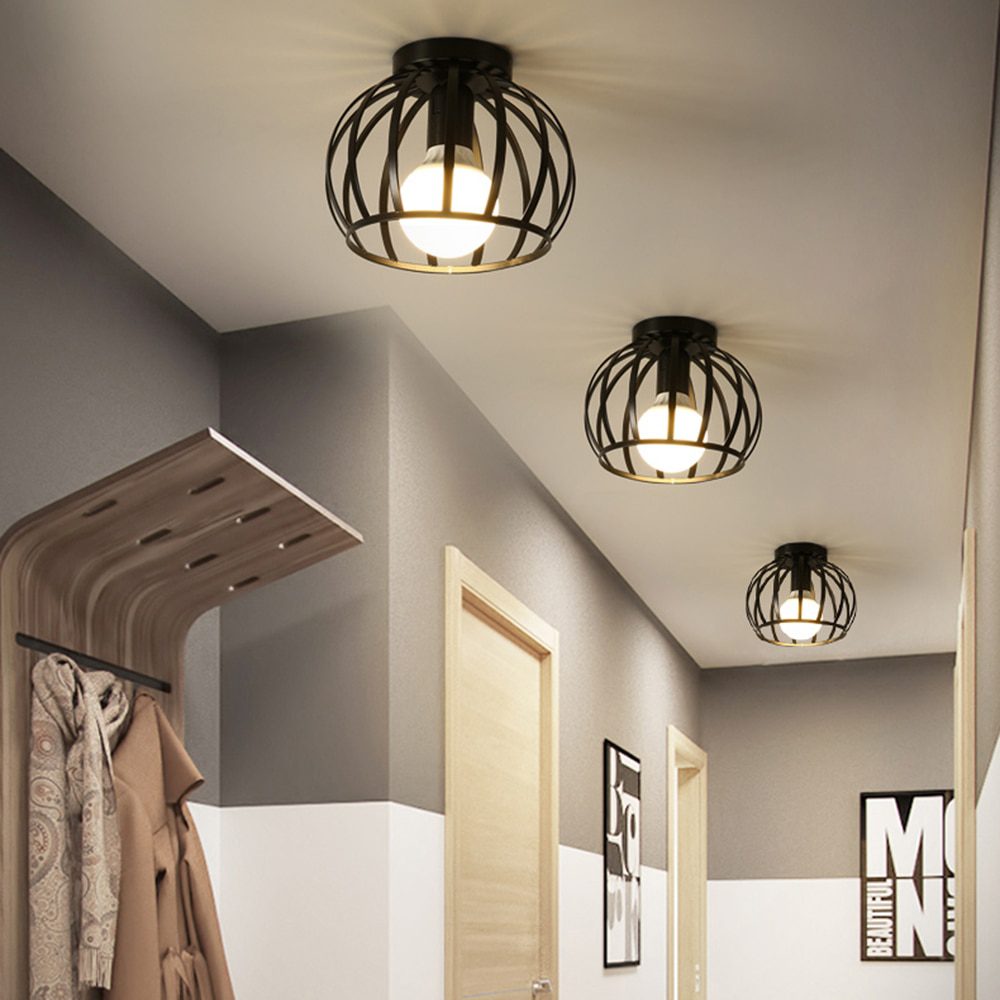 NEW Retro Ceiling Light Loft for Bedroom E27 Indoor Vintage Iron Ceiling Lamp Cozy Decor for Home Corridor Aisle 110V 220V Black