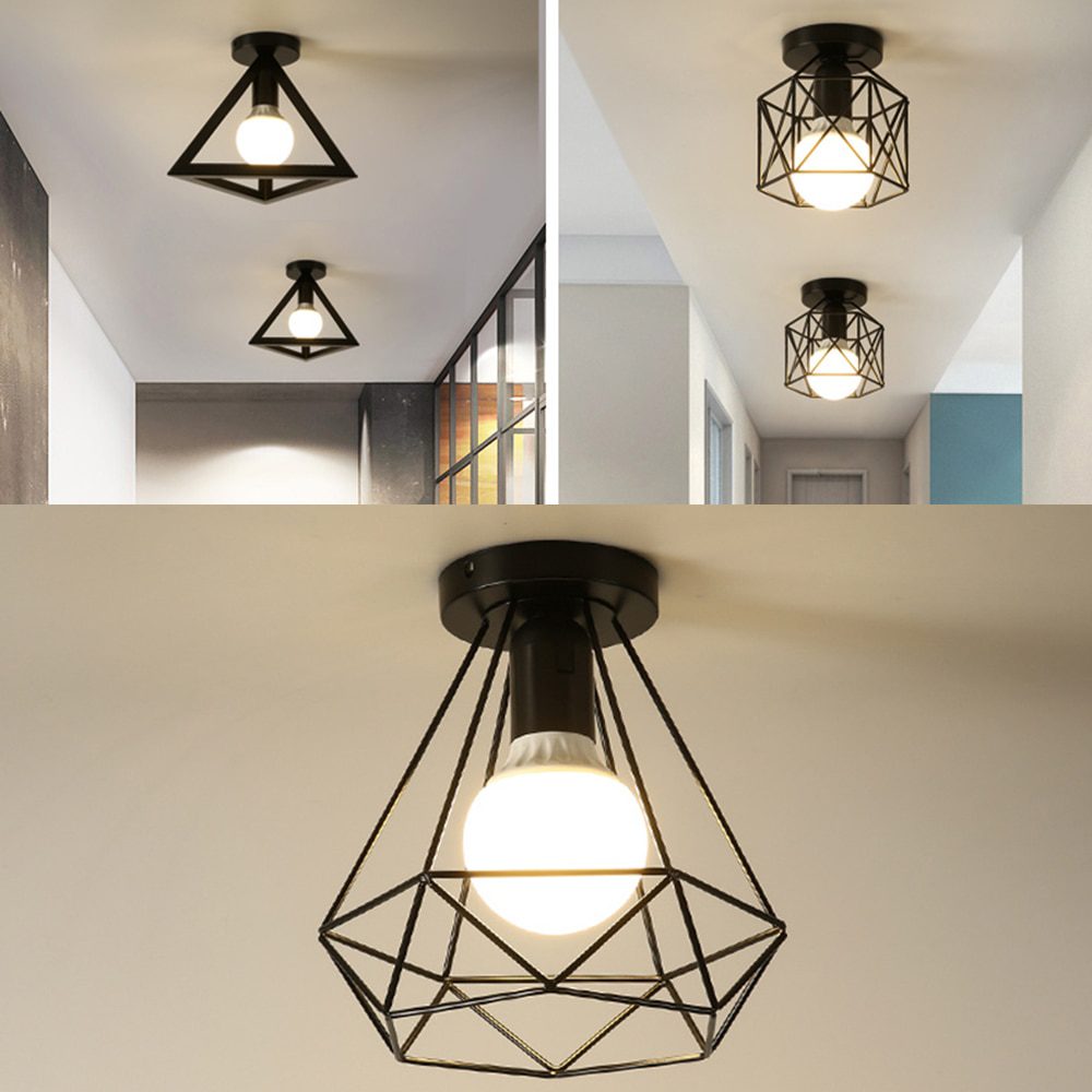 NEW Retro Ceiling Light Loft for Bedroom E27 Indoor Vintage Iron Ceiling Lamp Cozy Decor for Home Corridor Aisle 110V 220V Black