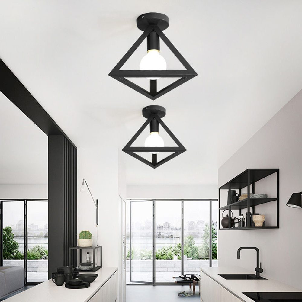 NEW Retro Ceiling Light Loft for Bedroom E27 Indoor Vintage Iron Ceiling Lamp Cozy Decor for Home Corridor Aisle 110V 220V Black