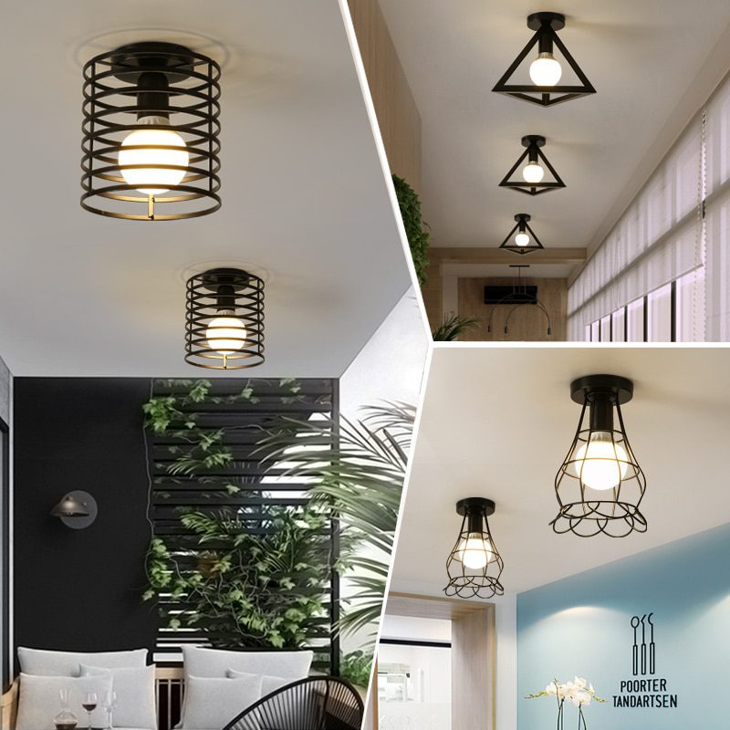 NEW Retro Ceiling Light Loft for Bedroom E27 Indoor Vintage Iron Ceiling Lamp Cozy Decor for Home Corridor Aisle 110V 220V Black