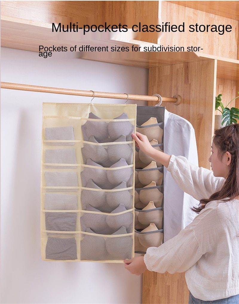 NEW Underwear Storage Bag Hanging Wall Double-sided Bra Wardrobe Household Socks Dorm Organizer Bedroom Panty Cabinet Organizati