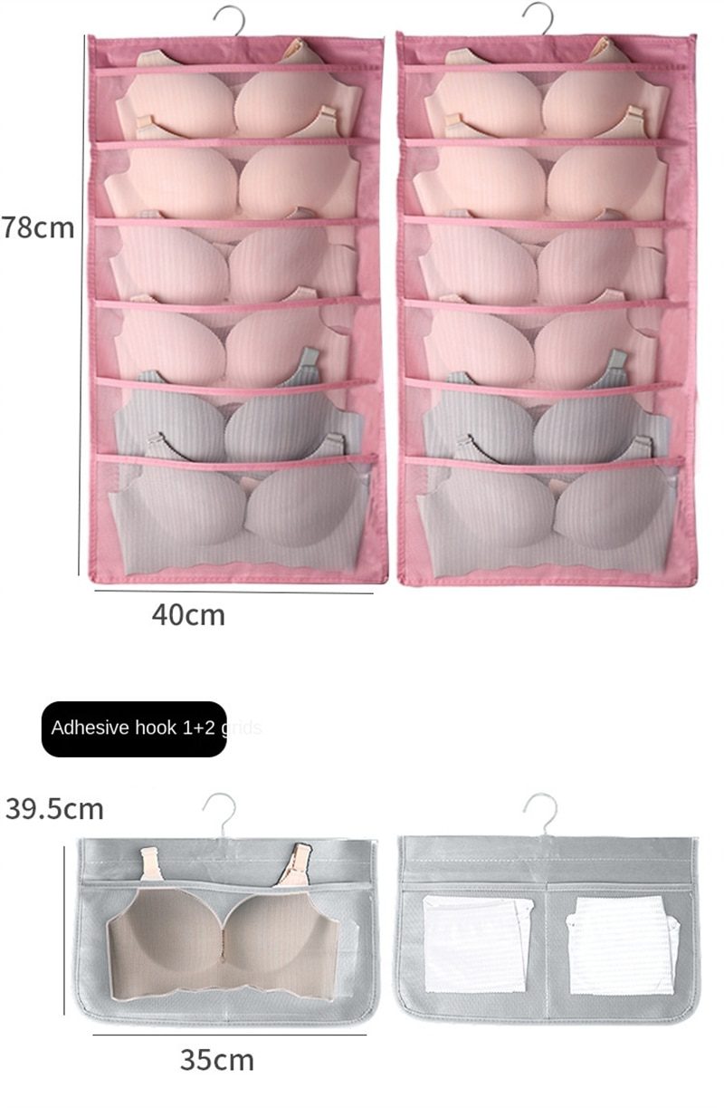 NEW Underwear Storage Bag Hanging Wall Double-sided Bra Wardrobe Household Socks Dorm Organizer Bedroom Panty Cabinet Organizati