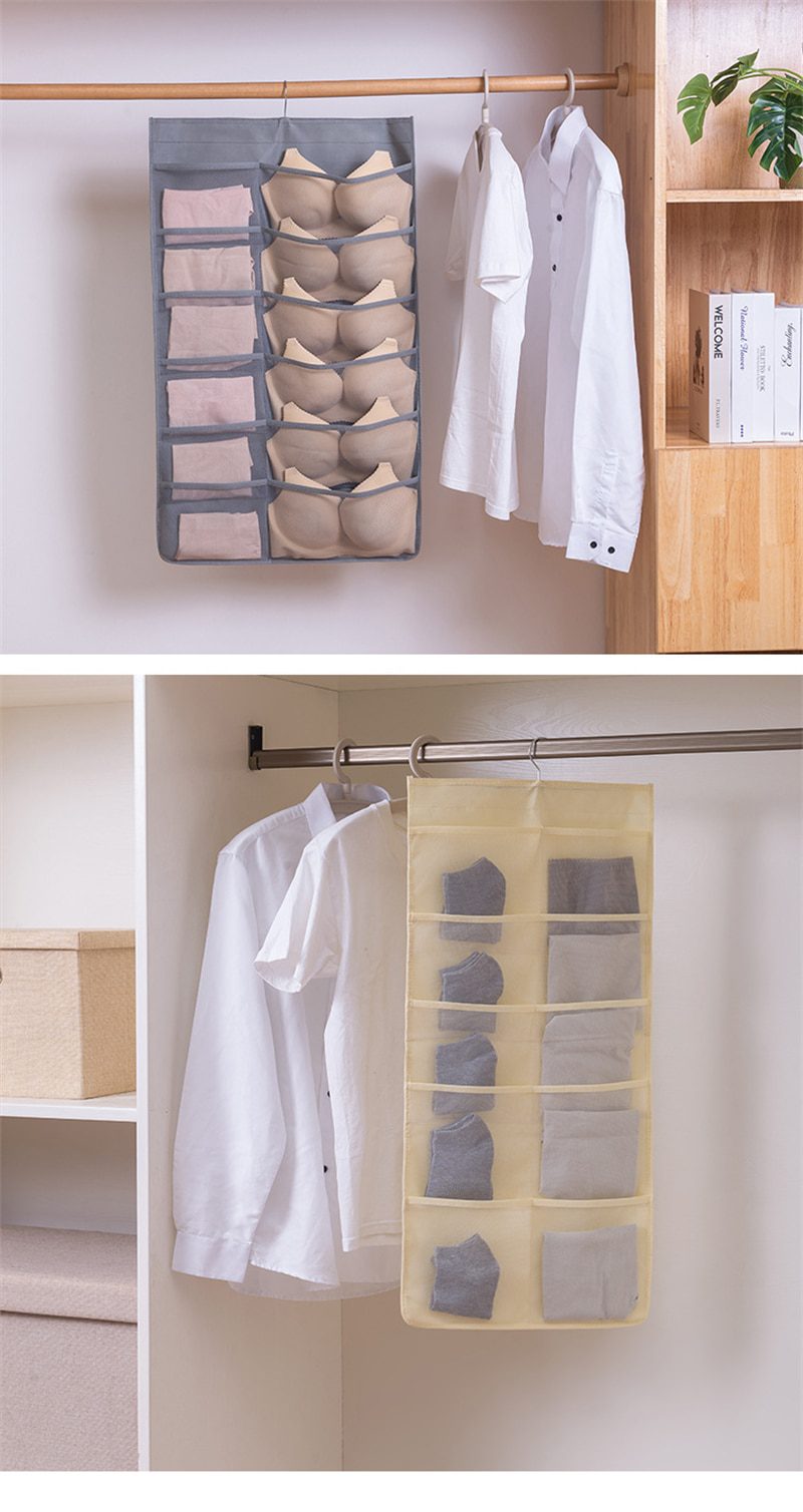 NEW Underwear Storage Bag Hanging Wall Double-sided Bra Wardrobe Household Socks Dorm Organizer Bedroom Panty Cabinet Organizati