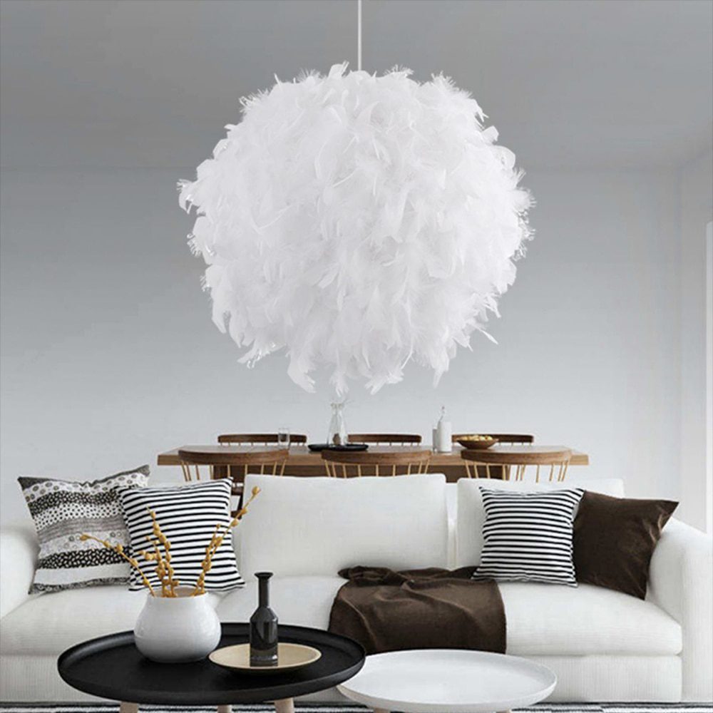 NEW Mordern Feather Pendant Lamp E27 Lamp Holder Fairy Hanging Lamp Goose Feather Bedroom Dining Room Loft Chandelier Ceiling Li