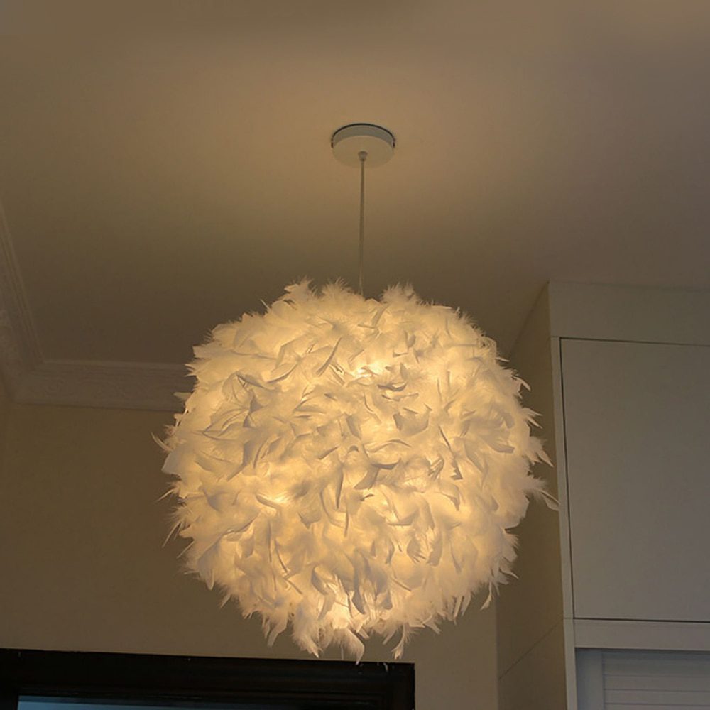 NEW Mordern Feather Pendant Lamp E27 Lamp Holder Fairy Hanging Lamp Goose Feather Bedroom Dining Room Loft Chandelier Ceiling Li