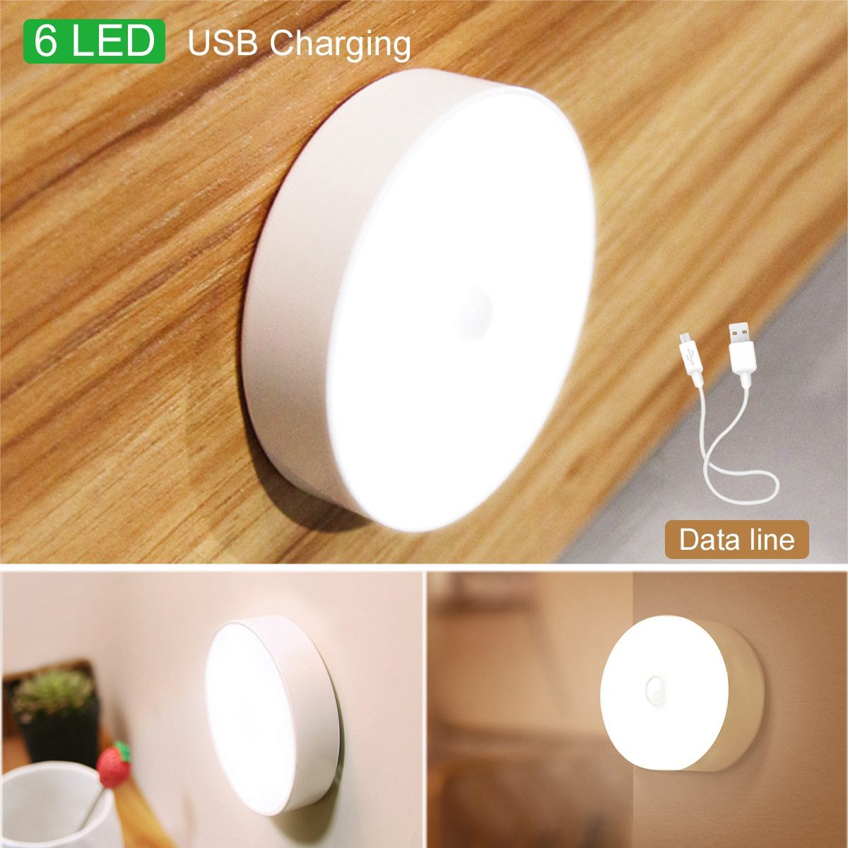 NEW Wireless Motion Sensor Night Lights Bedroom Decor Light 6LED Detector Wall Decorative Lamp Staircase Closet Room Aisle Light