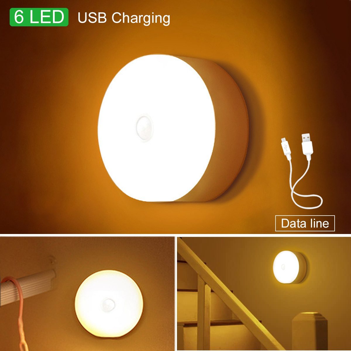 NEW Wireless Motion Sensor Night Lights Bedroom Decor Light 6LED Detector Wall Decorative Lamp Staircase Closet Room Aisle Light