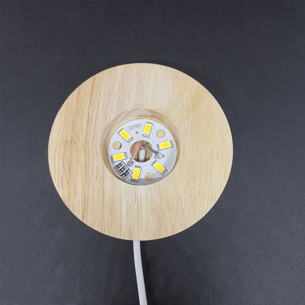 NEW LED Round Wood Light Base USB Switch Crystal Ball Night Lights Base Display Stand Lamp Holder Home Bedroom Table Decoration