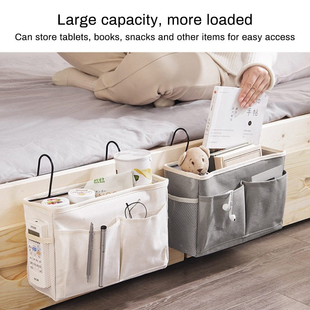 NEW Bedside Hanging Organizer Pocket Storage Bag Wardrobe organizer Canvas Bedroom Bathroom Magazine tote Storage Organizador Po