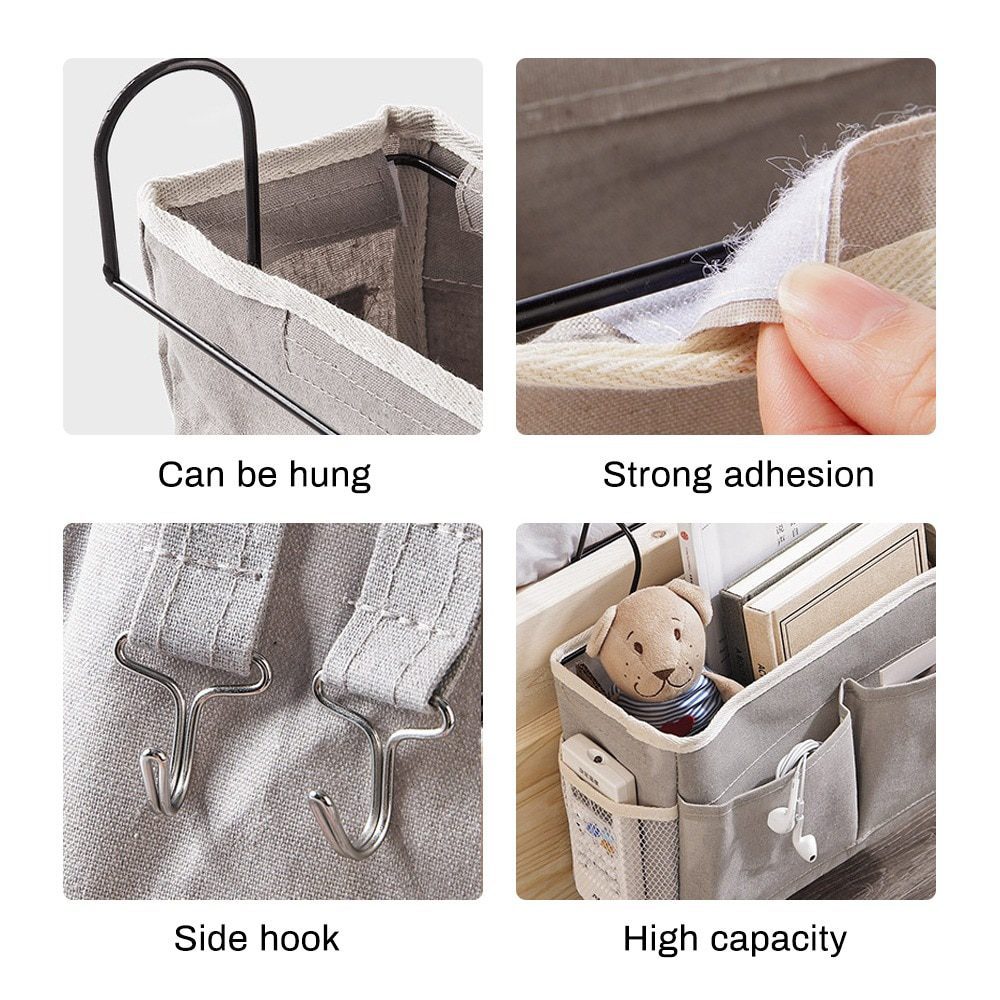 NEW Bedside Hanging Organizer Pocket Storage Bag Wardrobe organizer Canvas Bedroom Bathroom Magazine tote Storage Organizador Po