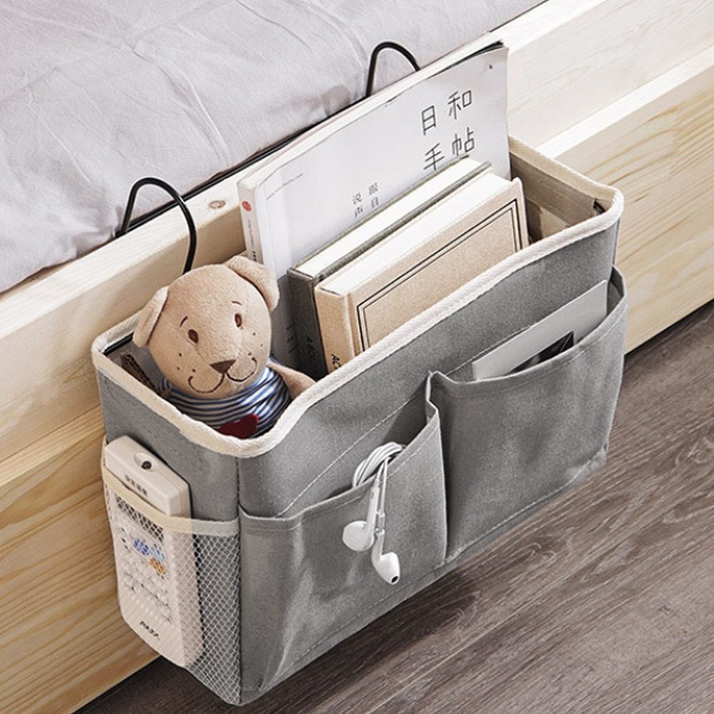 NEW Bedside Hanging Organizer Pocket Storage Bag Wardrobe organizer Canvas Bedroom Bathroom Magazine tote Storage Organizador Po