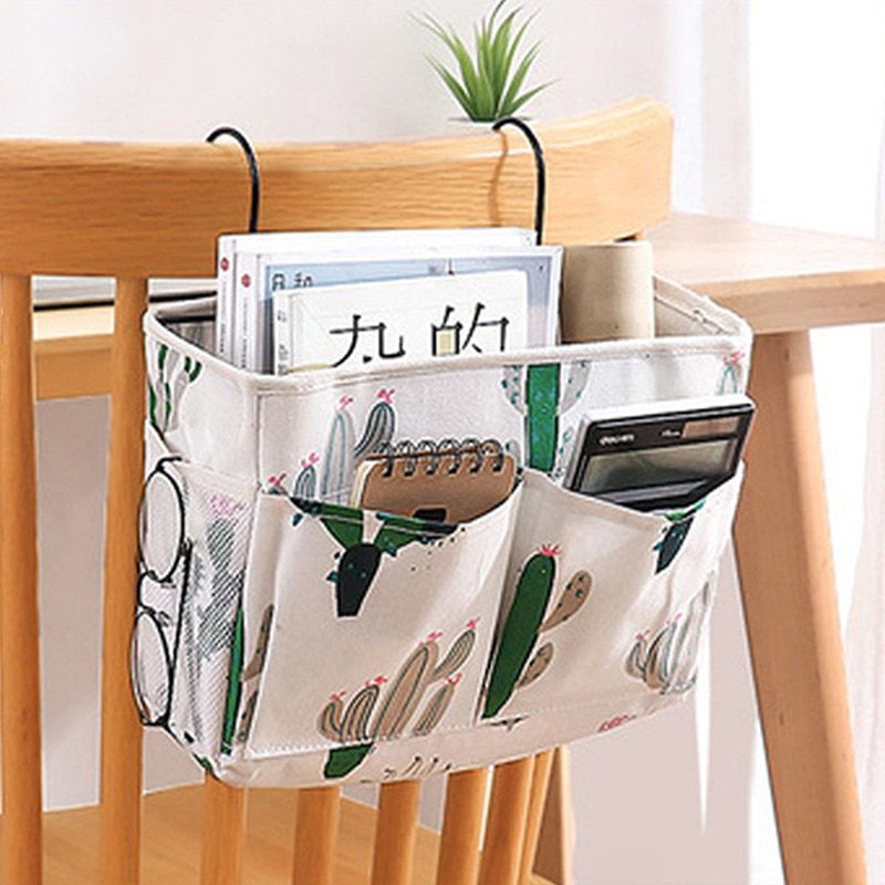 NEW Bedside Hanging Organizer Pocket Storage Bag Wardrobe organizer Canvas Bedroom Bathroom Magazine tote Storage Organizador Po