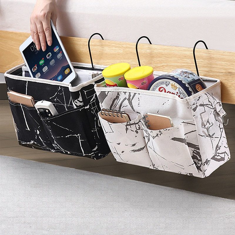 NEW Bedside Hanging Organizer Pocket Storage Bag Wardrobe organizer Canvas Bedroom Bathroom Magazine tote Storage Organizador Po