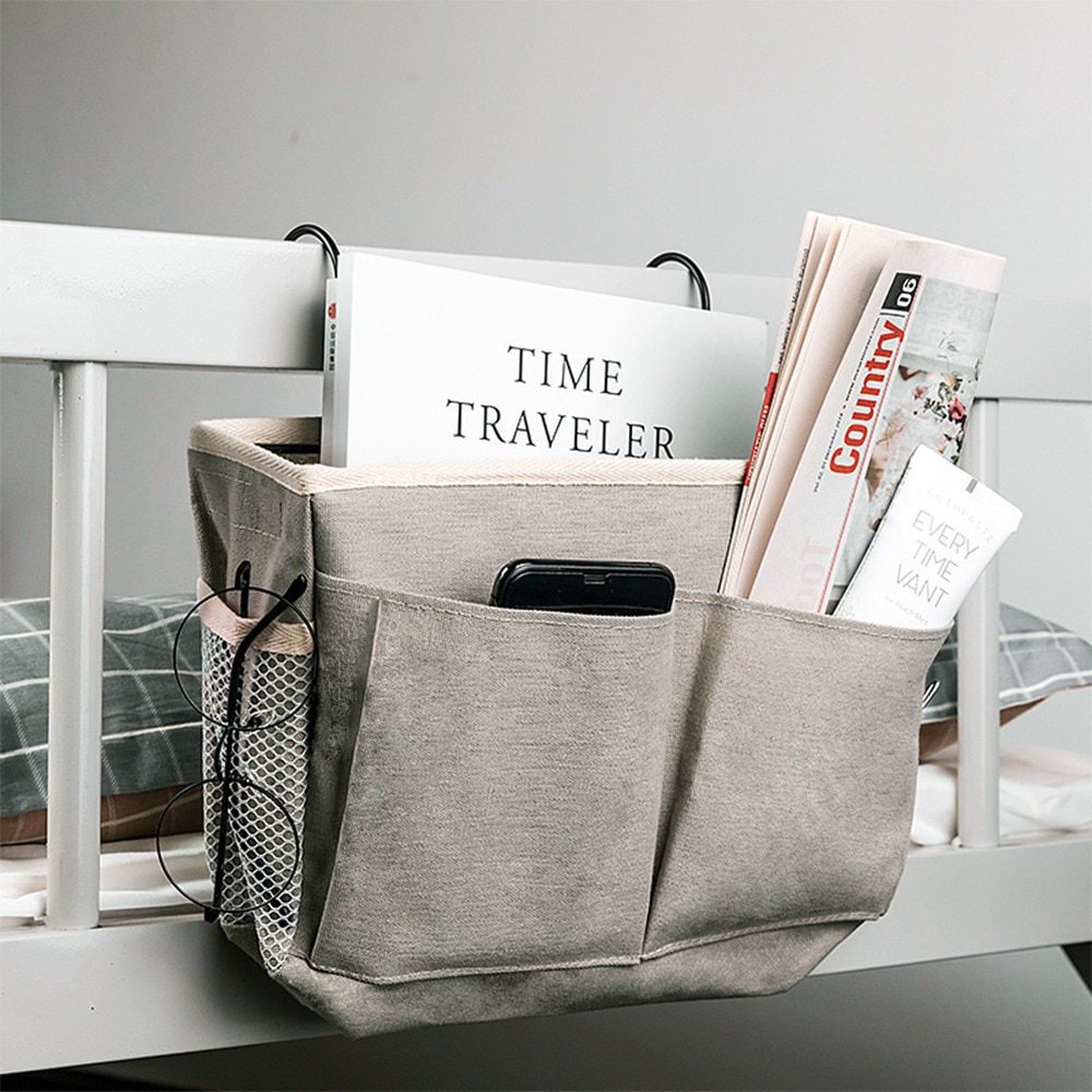 NEW Bedside Hanging Organizer Pocket Storage Bag Wardrobe organizer Canvas Bedroom Bathroom Magazine tote Storage Organizador Po