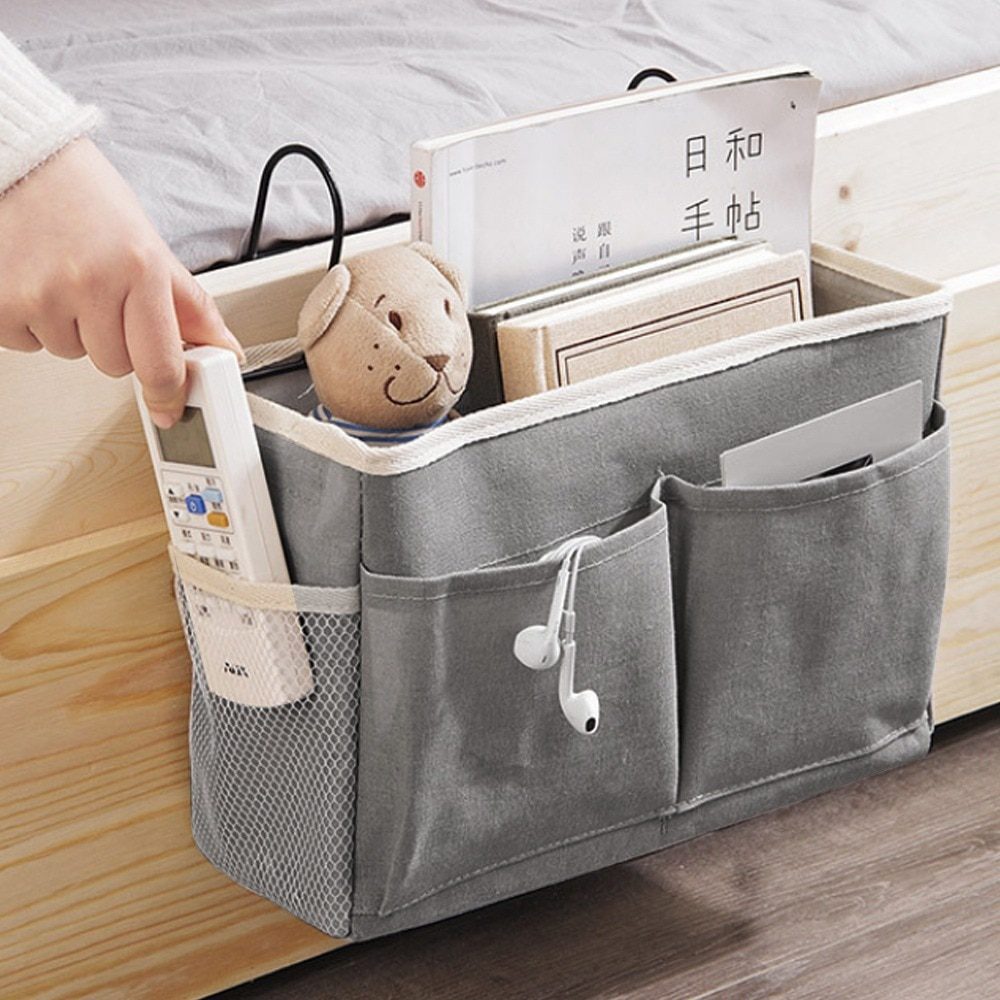 NEW Bedside Hanging Organizer Pocket Storage Bag Wardrobe organizer Canvas Bedroom Bathroom Magazine tote Storage Organizador Po