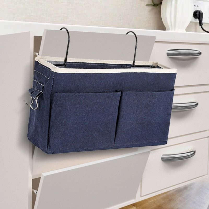 NEW Bedside Hanging Organizer Pocket Storage Bag Wardrobe organizer Canvas Bedroom Bathroom Magazine tote Storage Organizador Po