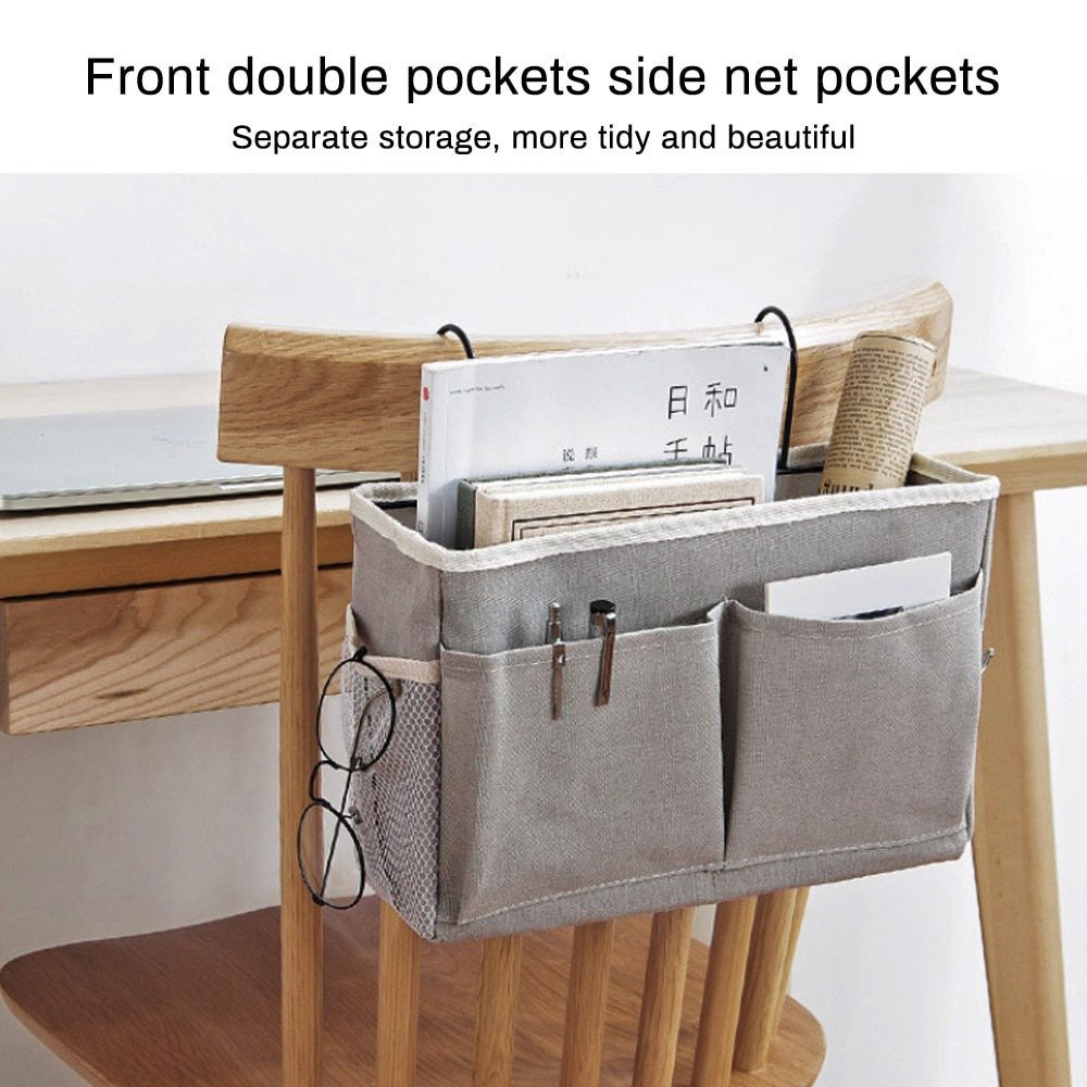 NEW Bedside Hanging Organizer Pocket Storage Bag Wardrobe organizer Canvas Bedroom Bathroom Magazine tote Storage Organizador Po