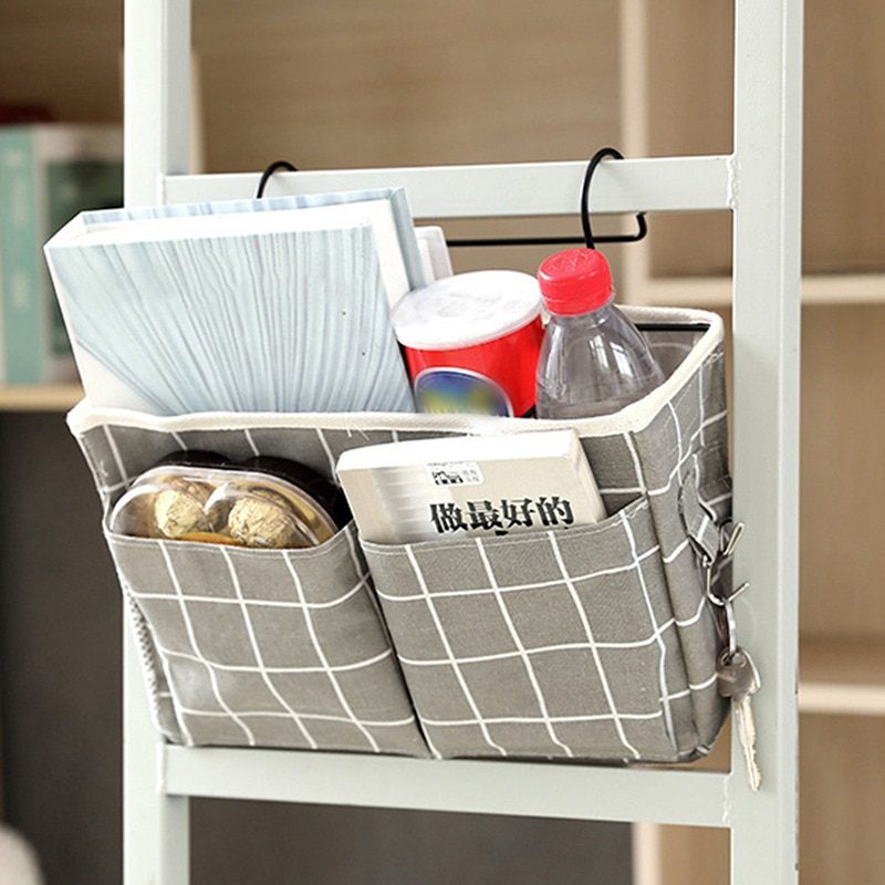 NEW Bedside Hanging Organizer Pocket Storage Bag Wardrobe organizer Canvas Bedroom Bathroom Magazine tote Storage Organizador Po