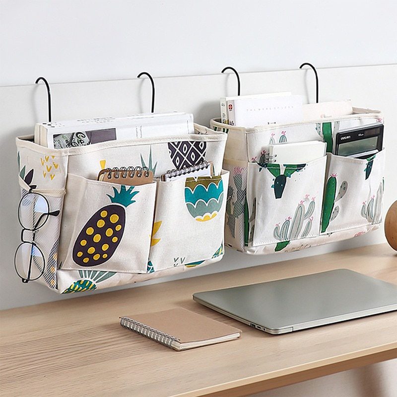 NEW Bedside Hanging Organizer Pocket Storage Bag Wardrobe organizer Canvas Bedroom Bathroom Magazine tote Storage Organizador Po