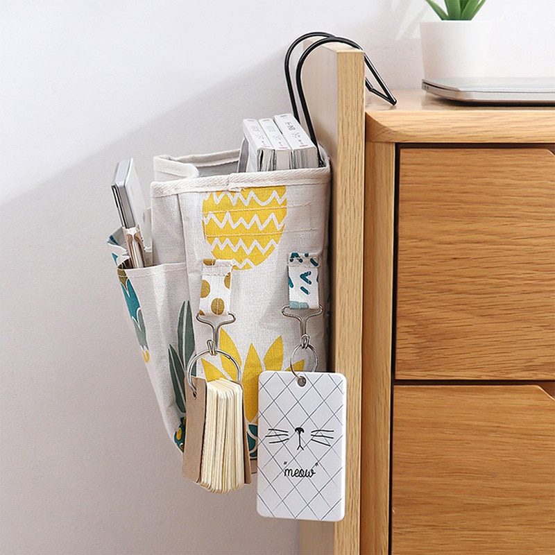 NEW Bedside Hanging Organizer Pocket Storage Bag Wardrobe organizer Canvas Bedroom Bathroom Magazine tote Storage Organizador Po