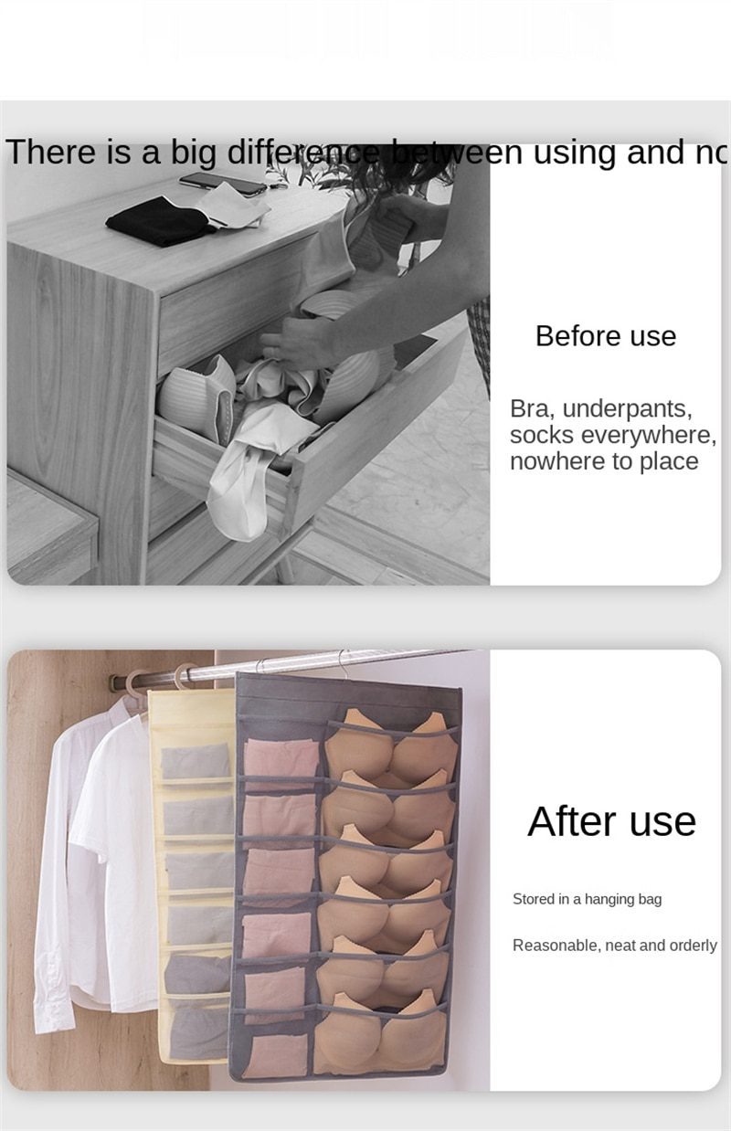 NEW Underwear Storage Bag Hanging Wall Double-sided Bra Wardrobe Household Socks Dorm Organizer Bedroom Panty Cabinet Organizati