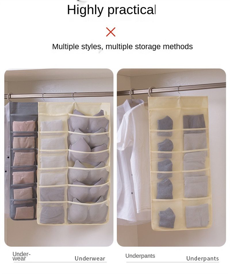 NEW Underwear Storage Bag Hanging Wall Double-sided Bra Wardrobe Household Socks Dorm Organizer Bedroom Panty Cabinet Organizati