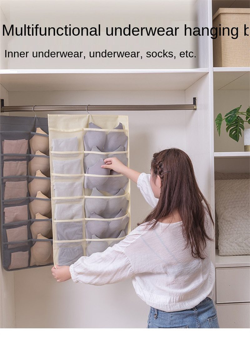 NEW Underwear Storage Bag Hanging Wall Double-sided Bra Wardrobe Household Socks Dorm Organizer Bedroom Panty Cabinet Organizati