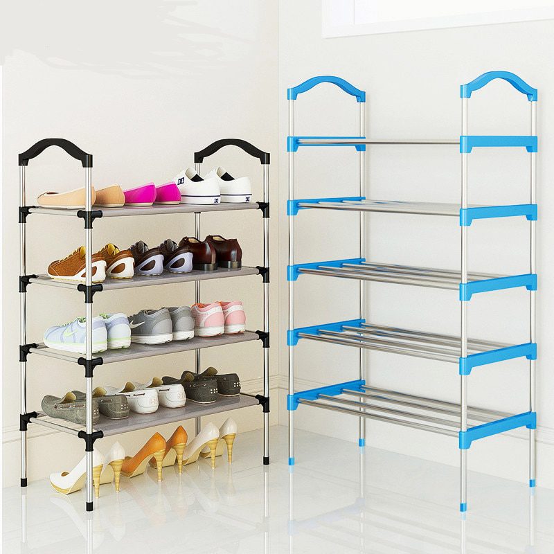 NEW Simple Multi-layer Shoe Rack Stainless Steel Shoe Organizer Door Bedroom Shoes Cabinet Storage Living Room Folding Hanger Ho