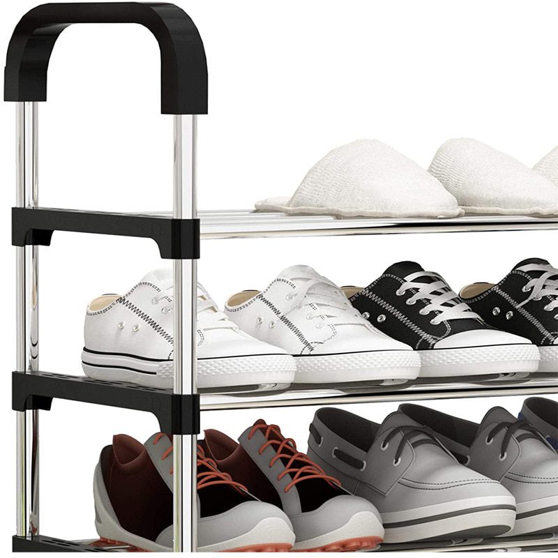 NEW Simple Multi-layer Shoe Rack Stainless Steel Shoe Organizer Door Bedroom Shoes Cabinet Storage Living Room Folding Hanger Ho