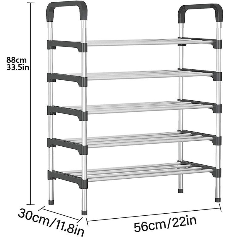 NEW Simple Multi-layer Shoe Rack Stainless Steel Shoe Organizer Door Bedroom Shoes Cabinet Storage Living Room Folding Hanger Ho